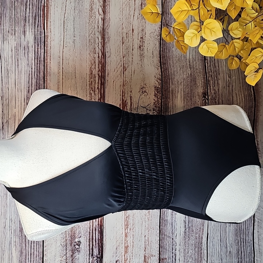 NWT GABAR BLACK ELASTIC WAIST ONE PIECE SWIMSUIT